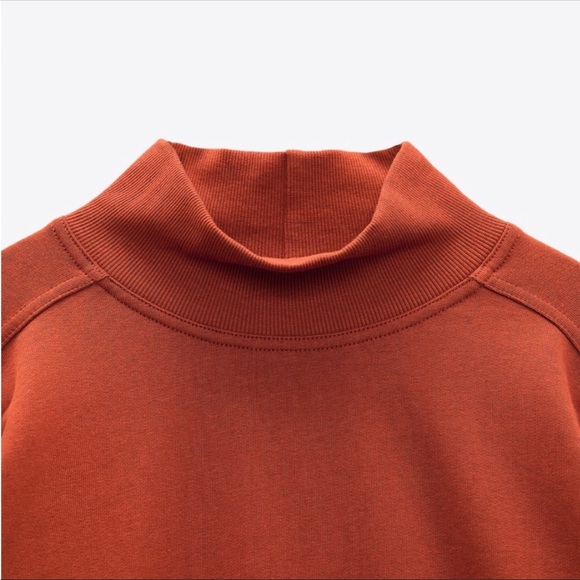 ZARA HIGH NECK VENTED OVERSIZED SWEATSHIRT TOBACCO Small - Picture 5 of 6
